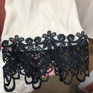 Off white lace detailed sleeve blouse